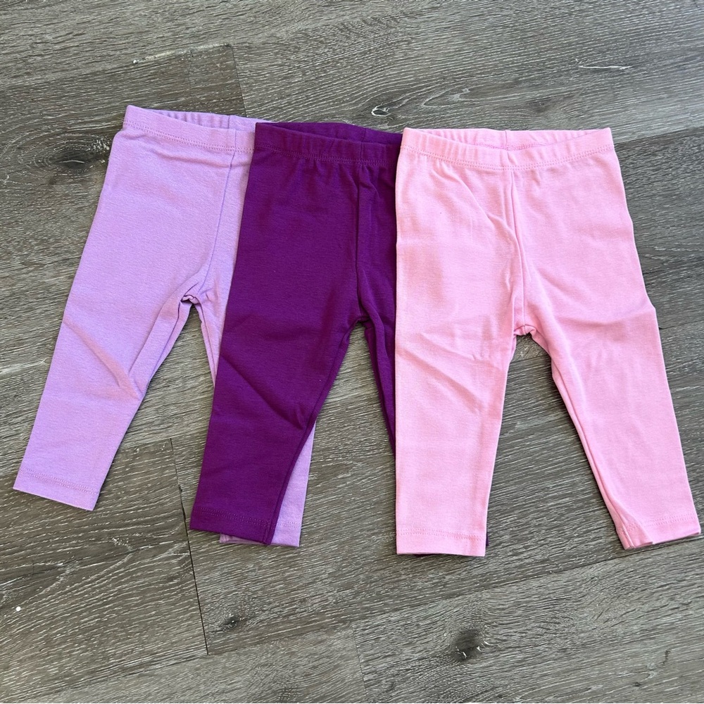 NWOT 6-12 Months Hanes Ultimate‎ Flexy 3 Pairs of Pants Pink Purple Stretchy